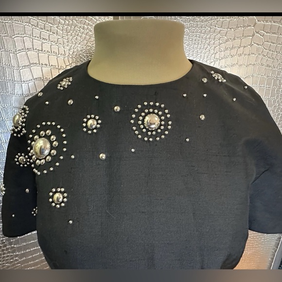 Constance Saunders For Richard Warren Vintage Black Art Deco Dress Size 4 - Picture 2 of 9